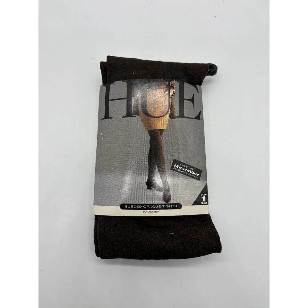 HUE Women's Sueded Opaque Tights Size S/M Chocolate Brown 90 Denier Microfiber
